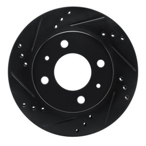 Dodge ATOS Brake Rotor (1) - Front Left - R1 Concepts - Drilled & Slotted - Black - `98-`12